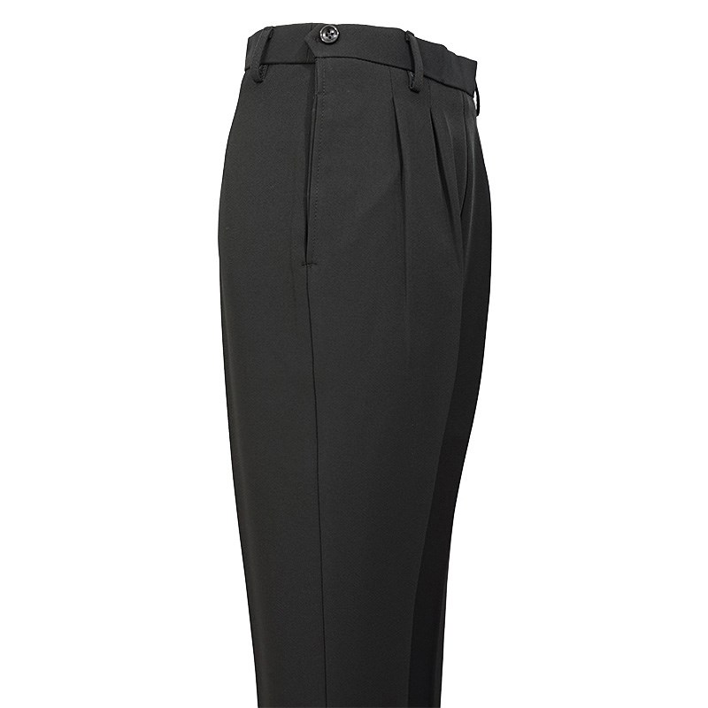 春秋冬微弹侧f边纽扣旁开口中老年女裤加肥加大高腰直筒宽松妈妈