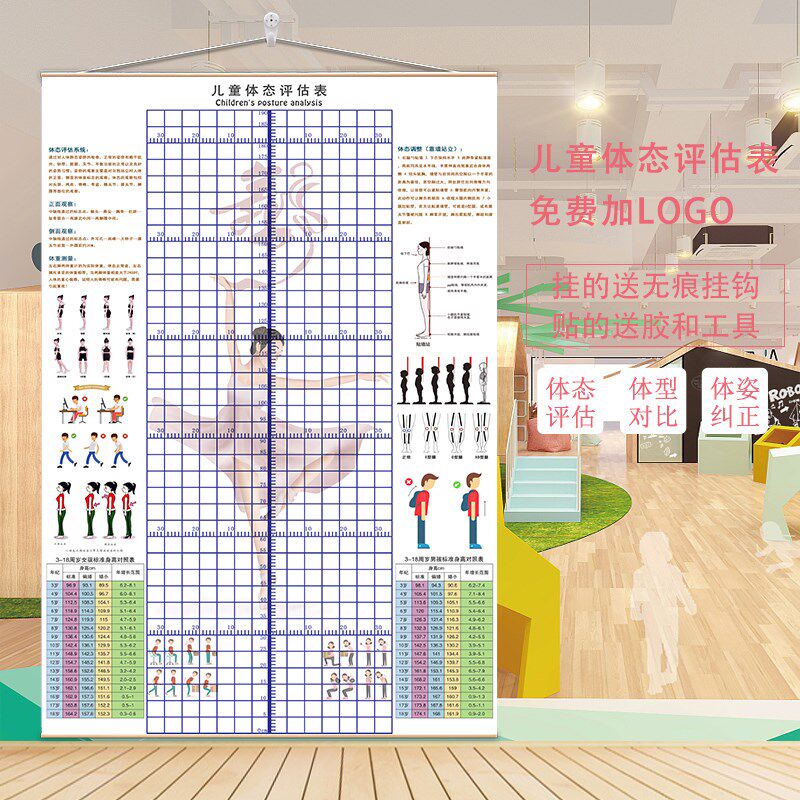 儿童体态评估表舞蹈n模特跆拳道培训少儿体测网格身高站姿纠正墙