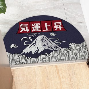 起贝日式 新品 开门见山地垫蓝色进门半圆丝圈地毯入户门口玄关门垫