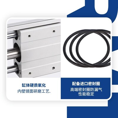 亚德客型RMTL无杆气缸10带导轨RMT16X20X25X32X40X100X200X300S40