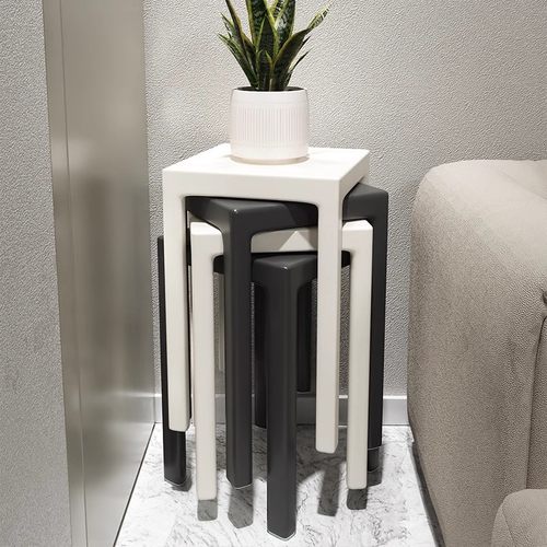 家用塑料凳子加厚可叠放高板凳现代简约客厅方凳商用胶凳餐桌椅子