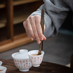 复古功夫茶具配件 手工捶打纯铜茶夹茶杯夹子茶镊子茶道洗杯夹日式