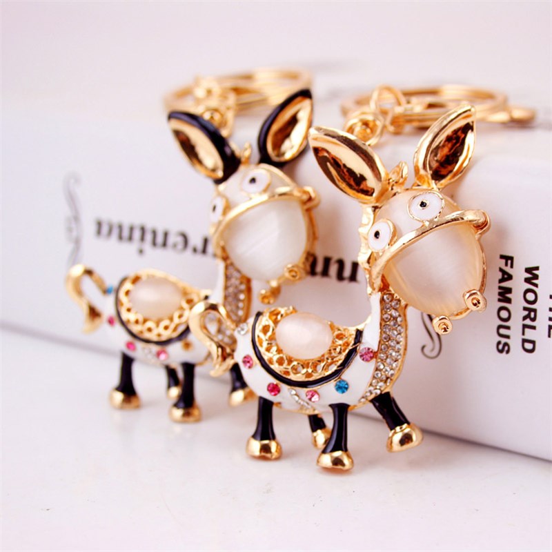 可爱水钻卡通呆萌小毛驴汽车钥匙扣钥匙链女包配饰挂件小礼品901