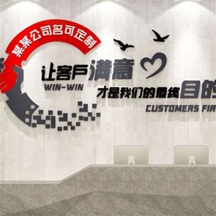 公司前台背景墙布置企业文化墙贴纸办公室墙面装 饰团队励志会议室