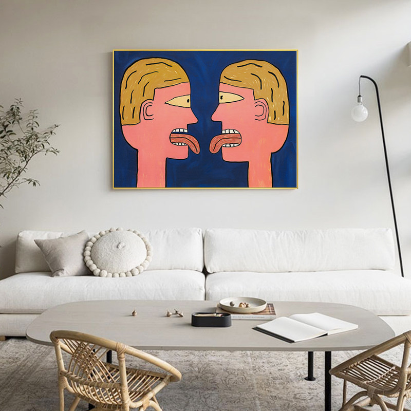 「和你黏在一起」人物客厅装饰画咖啡馆挂画样板间展厅艺术画订制