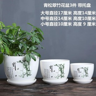 新款 水波纹简约加厚花纹陶瓷绿萝花盆糖果色阳台室内艺术多肉纯色