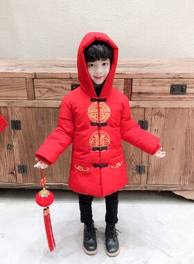 男童唐装儿童棉服中国风童装汉y服冬装小孩拜年服过新年装男孩棉