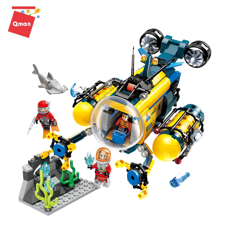 极速QMAN Deep Sea underwater Adventure Submarine Building Bl