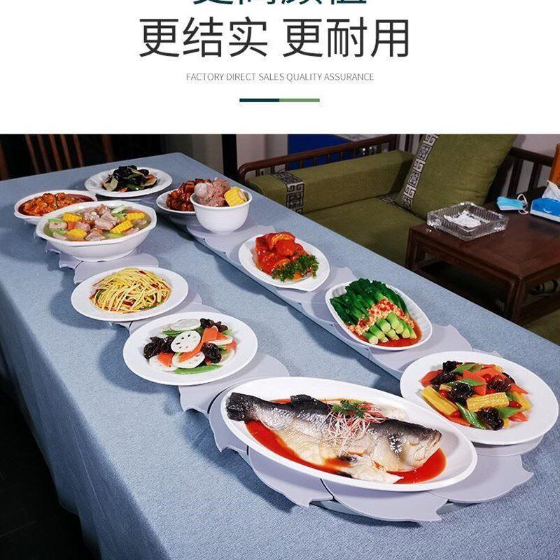 新款家用长方形长桌旋转手动餐桌转盘椭圆形餐桌转盘可调节长短转