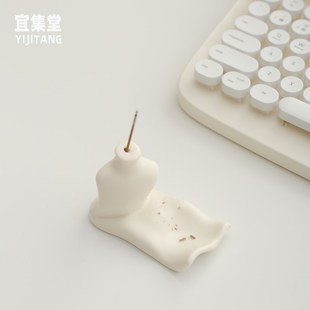 宜集堂INS奶油线香香插香座底座精致高级感陶瓷创意家用艺术摆件