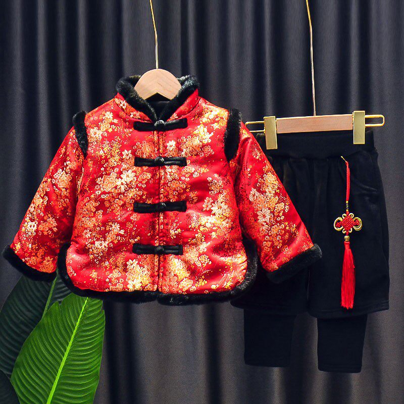 童装儿童唐装中国风过年喜庆宝宝冬年服婴儿新年汉服男女童拜年服