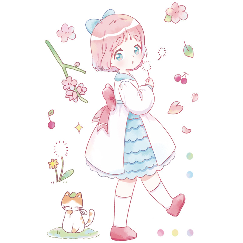 2021新品三渡手帐胶带人物系列卡通古风女孩小姐姐手账装饰素材贴