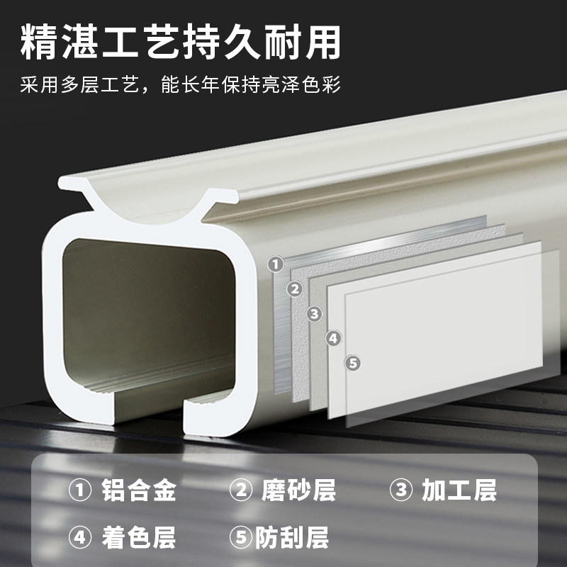 加厚铝合金窗帘轨道滑轨滑轮顶装侧装导轨挂钩式双滑道单杆窗