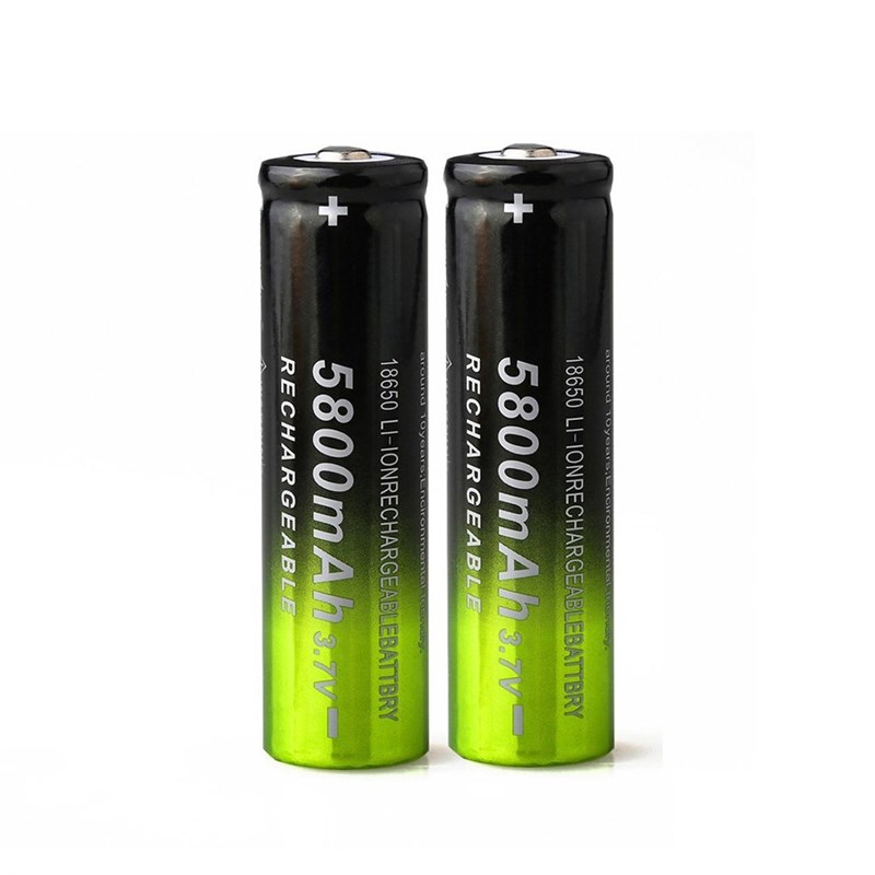 3.7V 5800mAh 18650 Lithium Batteries Rechargeable Green+bla