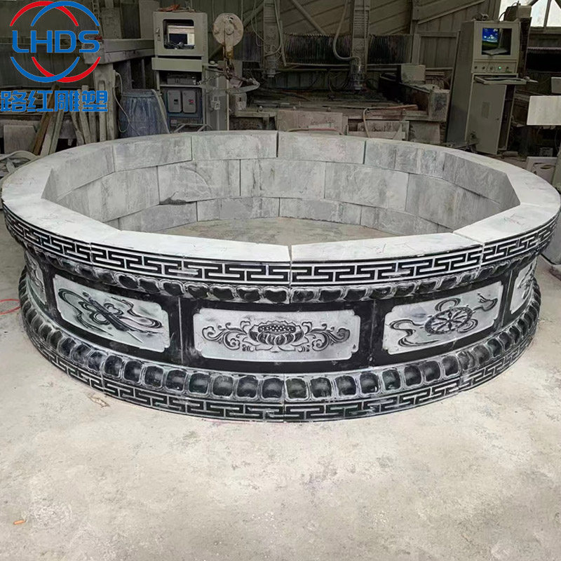 墓碑定制坟围石圆形墓石雕花岗岩大理石农村土葬t石碑家族墓土坟