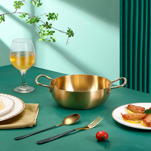 韩式泡面锅家用汤锅煮方便面锅不锈钢拉面锅创意双耳小煮锅电磁炉