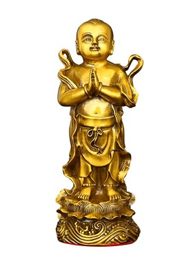 纯黄铜金童玉女一对摆件中式家居客厅卧室装饰礼品童子童男童女