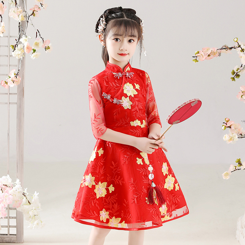 公主裙女童秋款春秋季连衣裙旗袍10岁礼服汉服儿童冬装小女孩裙子