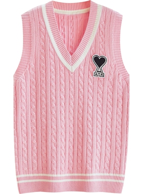 女童针织马甲春秋外穿洋气2u021时髦马夹宝宝毛线坎肩儿童毛衣背