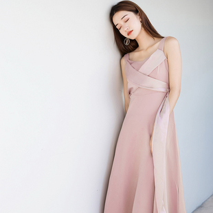 2020流行复古裙子夏山本超仙甜美很仙 法国小众吊带连衣裙女春秋