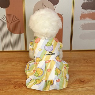 水果连衣裙草莓荷叶袖 服装 狗狗猫咪可爱夏天裙 宠物服装 2024新款