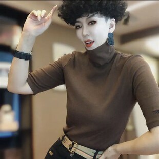 打底衫 美拉德2024夏季 T恤女纯棉上衣休闲显瘦减龄五分袖 新款 短袖