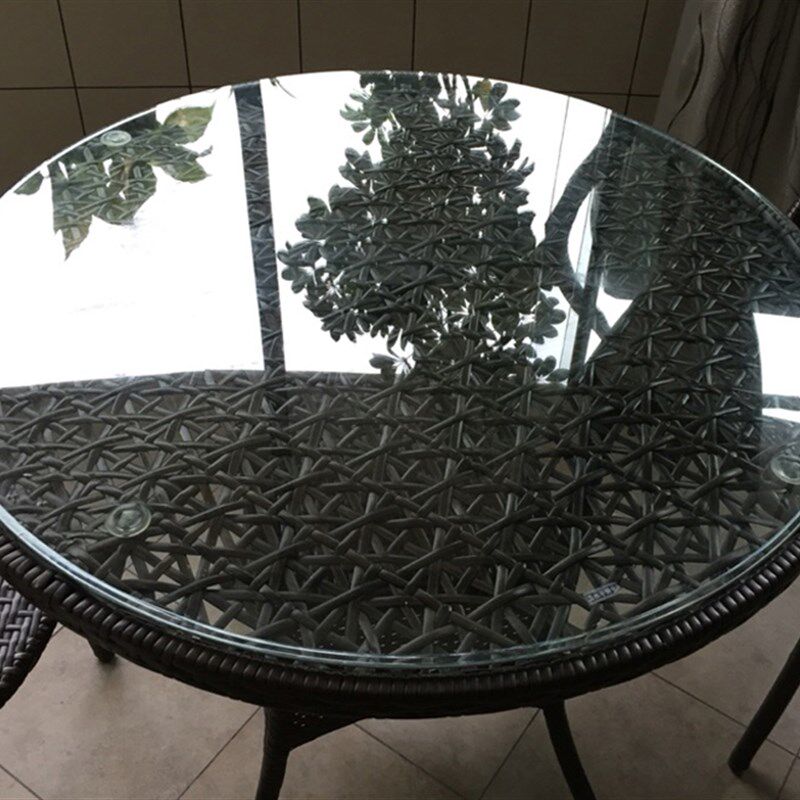 圆形钢化玻璃面 餐桌圆桌玻璃圆桌面  转盘茶几玻璃桌面透明台面