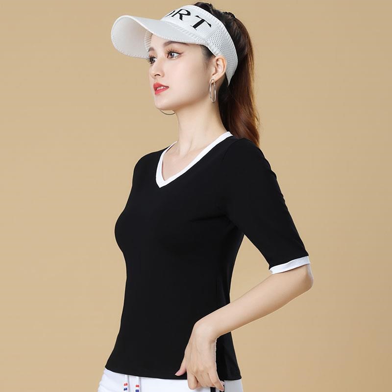2025新广场舞服装新款上衣w女棉中袖领跳舞运动健身衣服鬼步舞衣