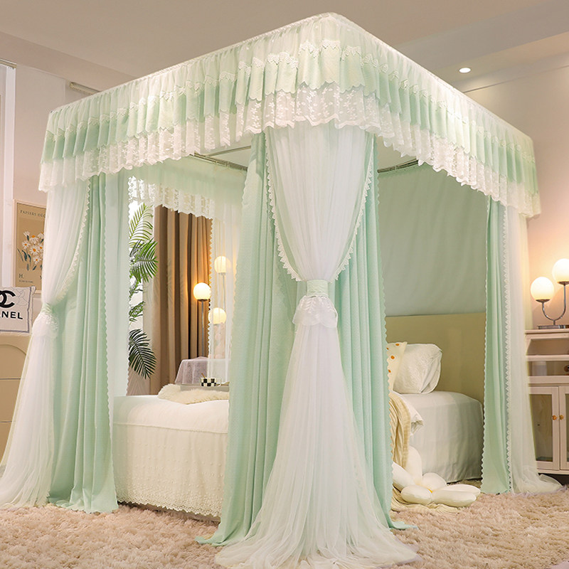 新款双层遮光床帘蚊帐一体式三开门布帘家用宫廷落地公主卧室窗幔,床上用品,蚊帐,淘宝优惠券,粉丝福利购,淘宝优惠卷
