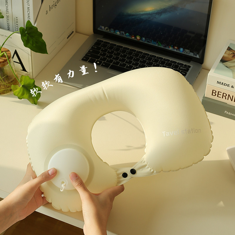 现货充气u型枕i可携式按式高铁飞机长途旅行用品护颈椎枕头户外旅