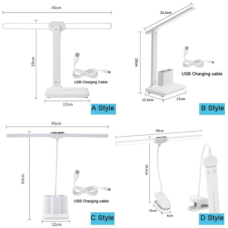 Double Lamp Type Led Desk Lamp 3 Color Touch Dimming Foldabl