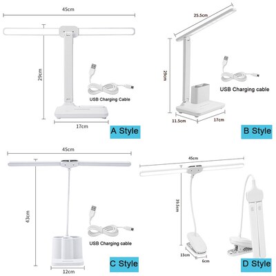 Double Lamp Type Led Desk Lamp 3 Color Touch Dimming Foldabl