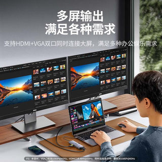 绿联type-c拓展坞十合一HDMI/VGA/PDM网路线适用笔记型电脑手机