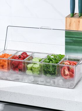 家用厨房分d格盒 创意塑料托盘调味 水果沙拉盘 5格一体调味瓶tra