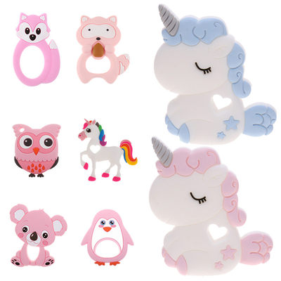 速发Unicorn Silicone Baby Teether Cartoon Animal Mordedor BP