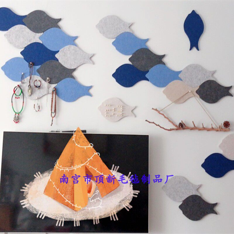 鱼群毛毡板软木板照片墙毛毡x墙贴幼儿园主题背景留言记事板公告