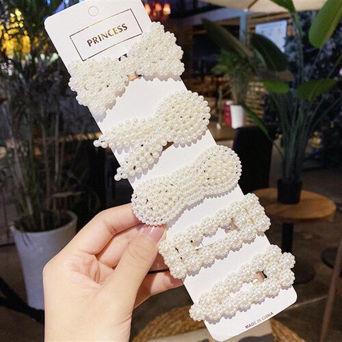 小众高货5/8PCS/Set Women Girls Elegant Imitation Pearls Geom