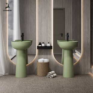 绿座浅咖米咖落地式个性小户型酒店民宿会所洗手洗脸盆台下台上盆
