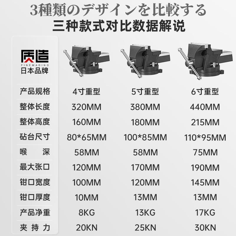 极速质造重型台虎钳工业级多功能虎夹钳精密平口钳小型台钳工作台