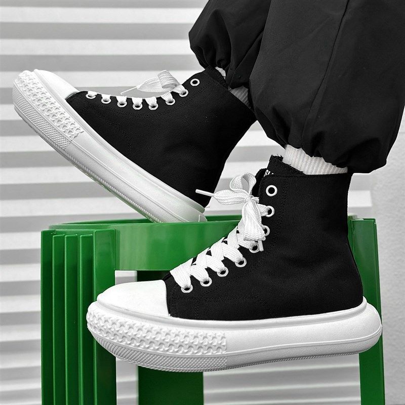 高帮鞋男鞋子小众时尚街头港风厚底大头鞋网红国潮板鞋圆头帆布鞋,流行男鞋,高帮鞋,淘宝优惠券,粉丝福利购,淘宝优惠卷