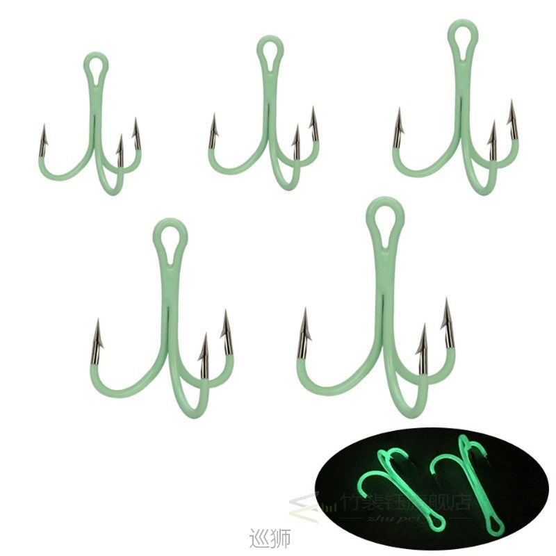 10pcs Treble Three Barbed Anchor Fishhooks Jig Hooks High Ca