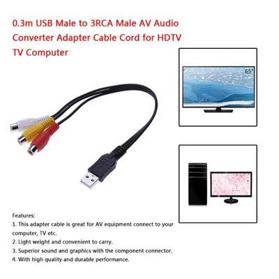 极速New USB Male Plug To 3 RCA Female Adapter Audio Converte