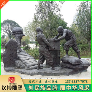 玻璃钢仿铜人物雕塑铜雕河口码头搬运工雕塑户外广场铸铜雕塑定制