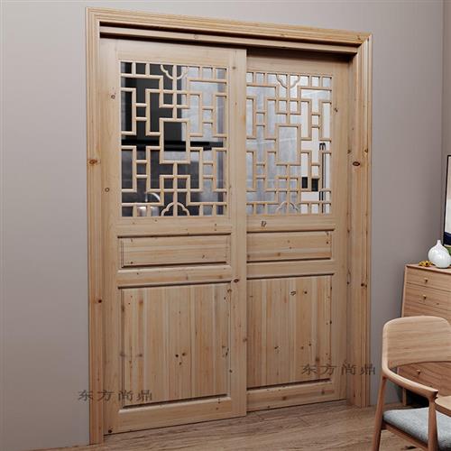 定制实木实木复合门中式移门原木杉木f室内卧室厨房化妆室阳台推