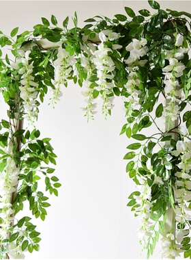 热销Wisteria Artificial Flower Vine Ivy Leaf Garland Silk Ro