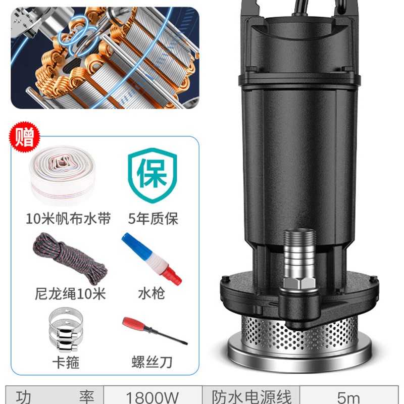 48-72V通用型无刷电动车抽水直流潜水泵插电瓶车抽水泵浇菜农用泵