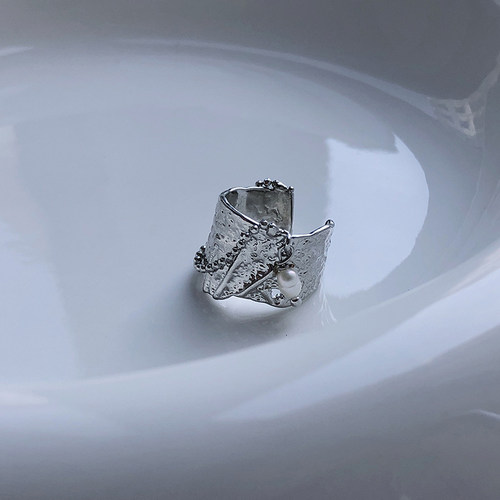 耳边铛379熔岩设计感银色耳y骨夹淡水珍珠气质尾戒小众个性耳环女