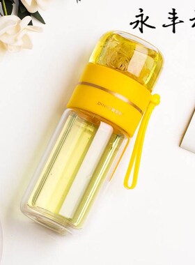 茶水分离玻璃杯双层水杯便携办公室茶杯女夏季个人男泡茶杯子