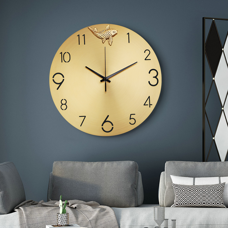 新中式挂钟客厅简约个性钟创意潮流中国风纯铜禅意表家用时尚钟表