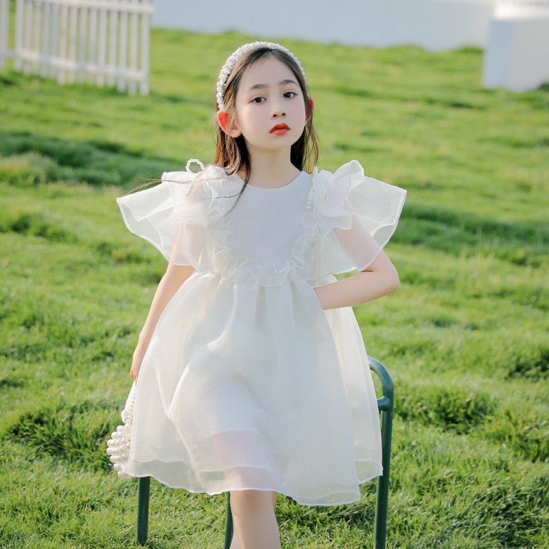 英国 女童公主裙夏季花童生日礼服纱纱裙儿童夏装连衣裙